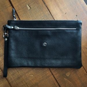 Valentina Black Leather Clutch
